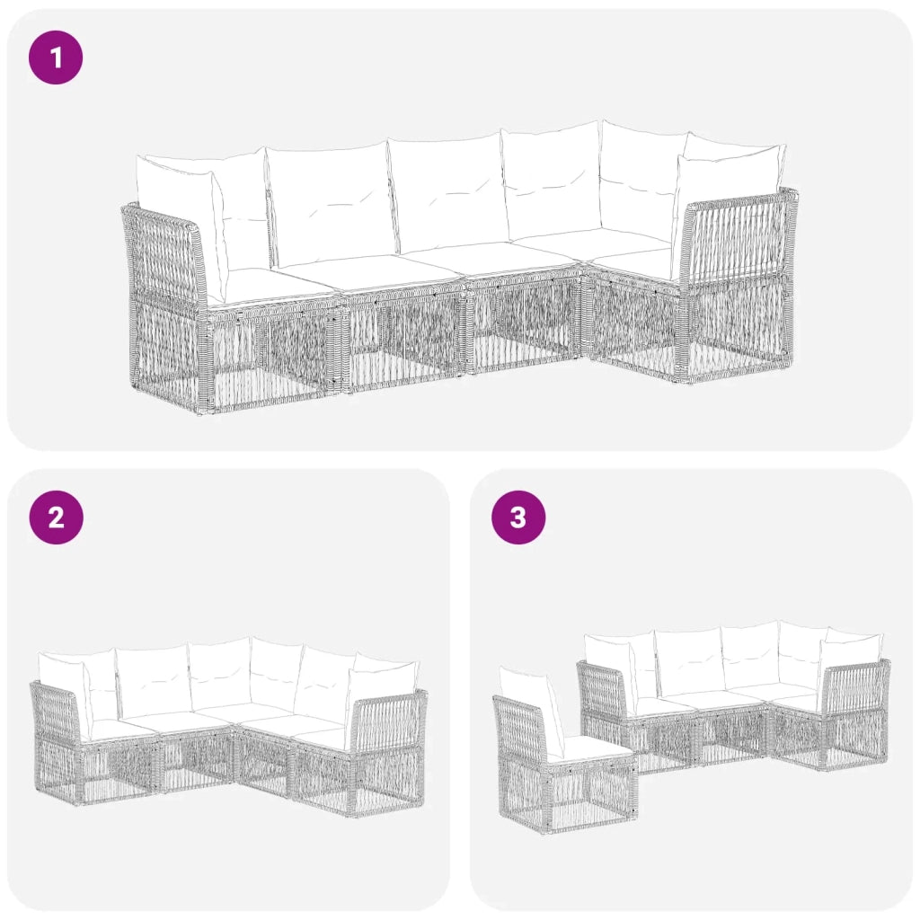 Set Divano da Giardino 5 pz Beige polyrattan 3434217