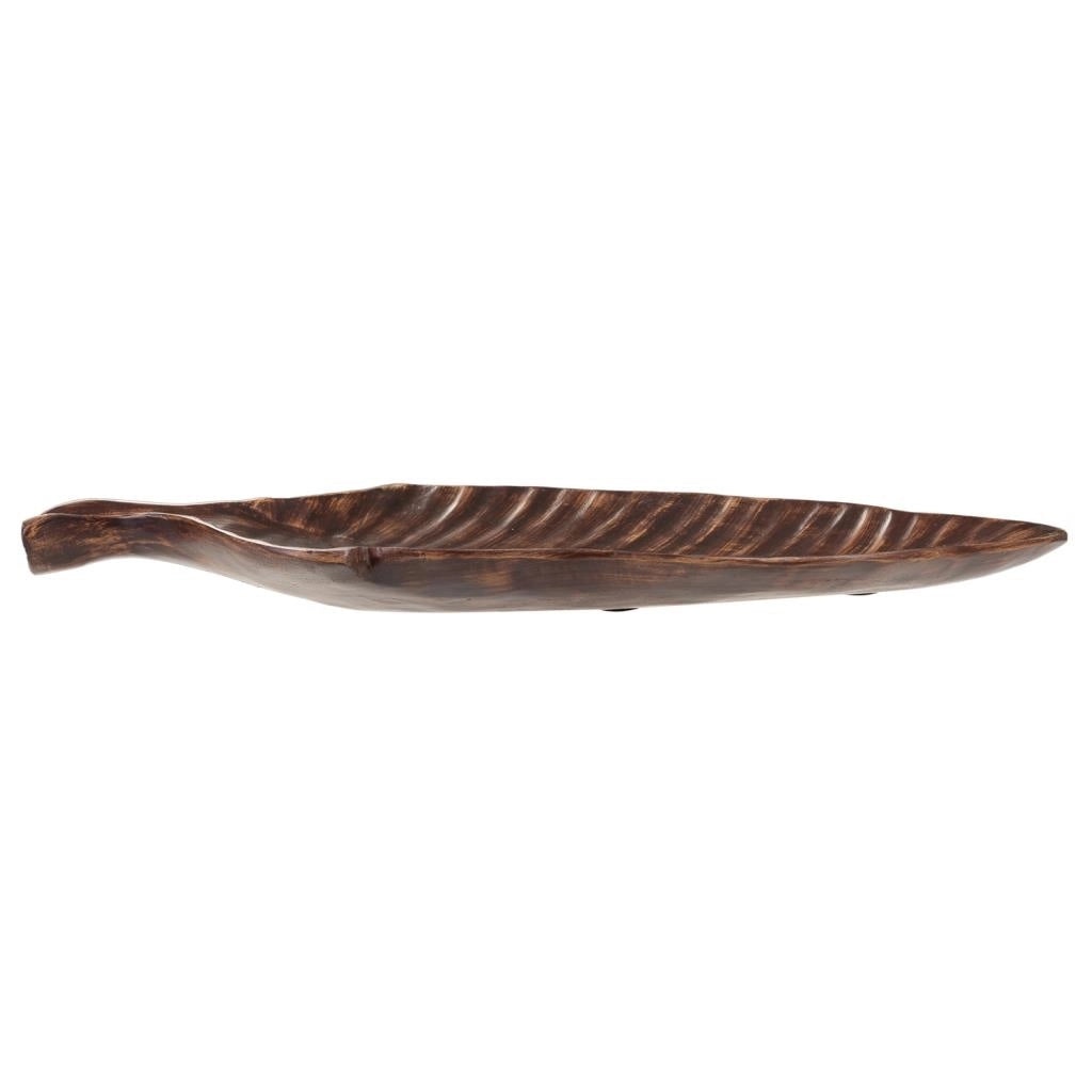 Centrotavola foglia marrone 54x4,5x23,5h