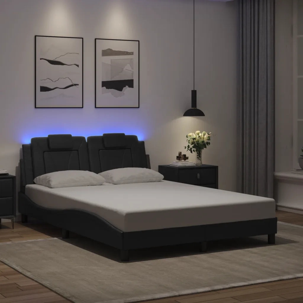 Giroletto Viana con LED senza Materasso-Struttura Letto Nero 120x200 cm