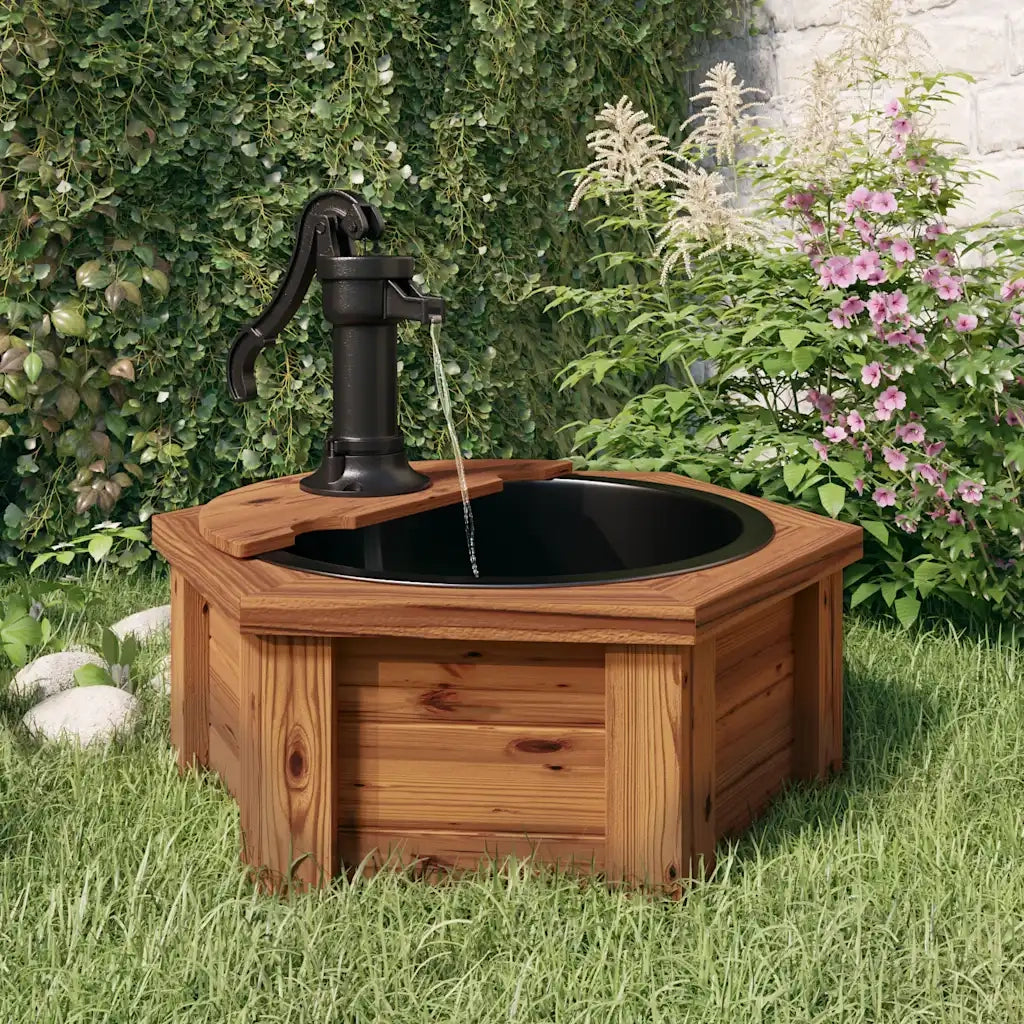 Fontana d'Acqua con Pompa 57x57x53 cm Legno Massello di Abete CFW4310462