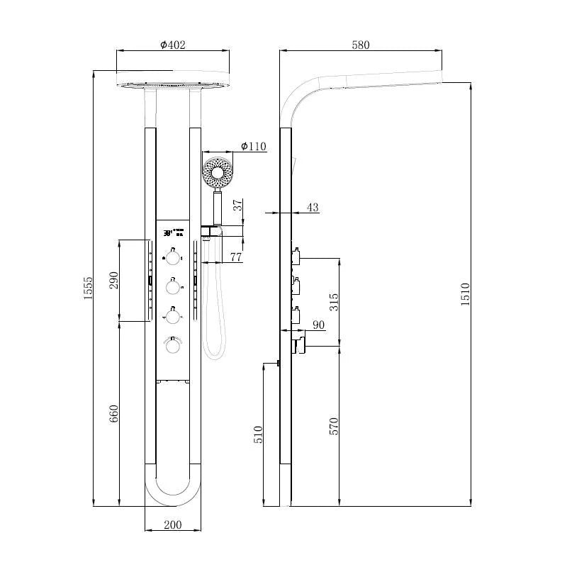 Colonna doccia Polaris multifunzione con body Jets e display