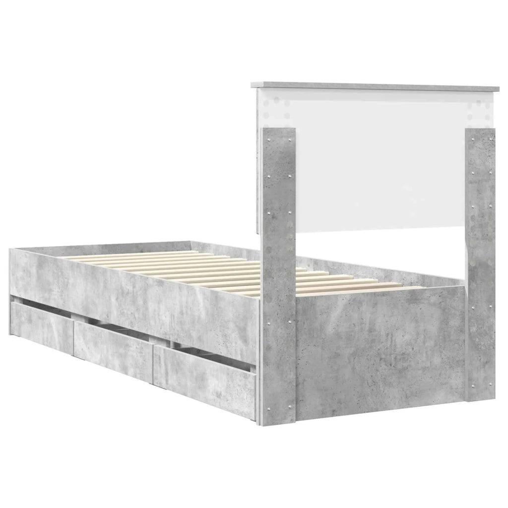 Struttura del letto con cassetto Grigio cemento 75 x 190 cm 3410759