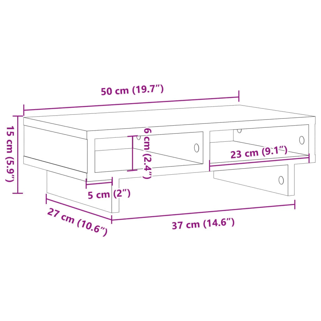 Supporto per monitor mobile da scrivania 50 x 27 x 15 cm legno ingegnerizzato grigio 02_0044880