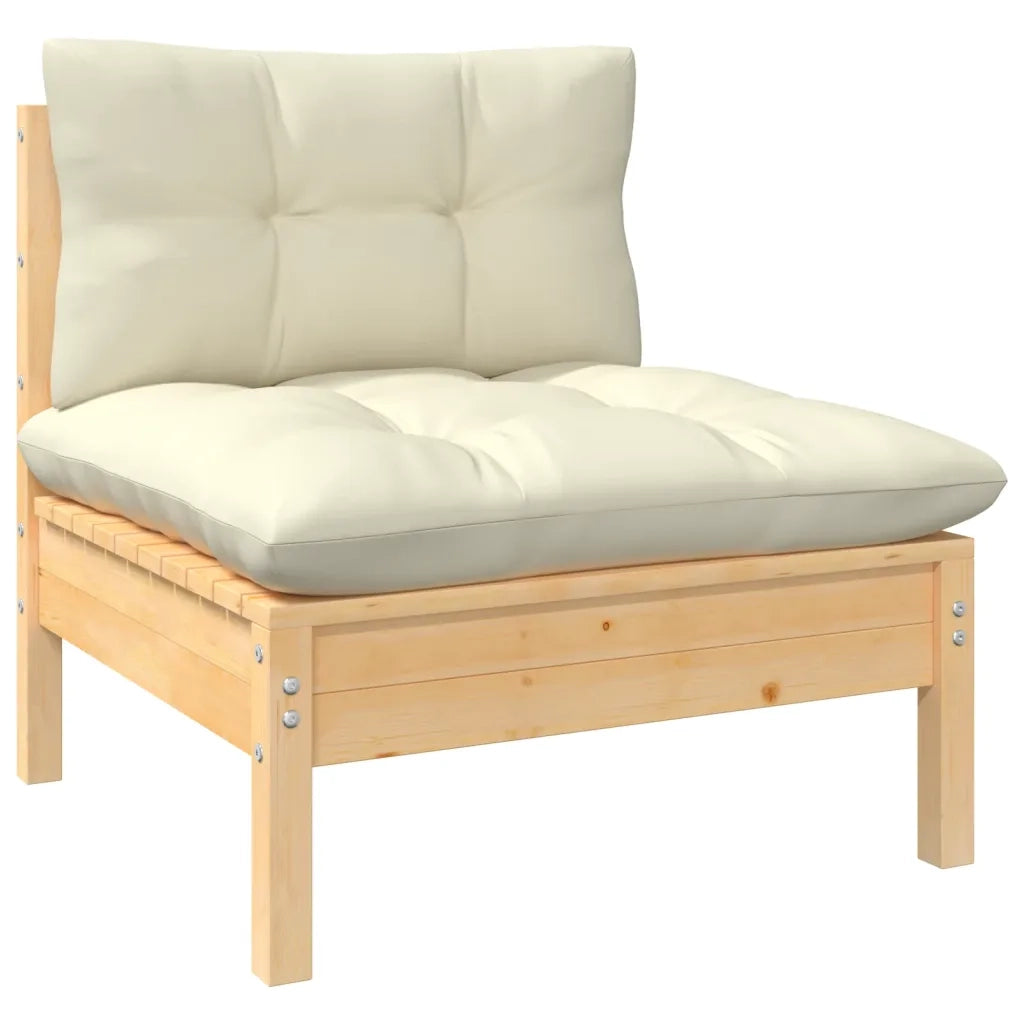 Set Divani da Giardino 12 pz con Cuscini Crema Massello di Pino 3096869
