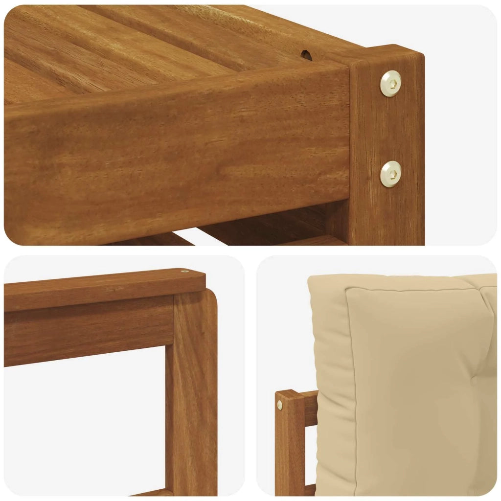 Set di divani da esterno con cuscino 7 pcs Naturale e Beige 3373088