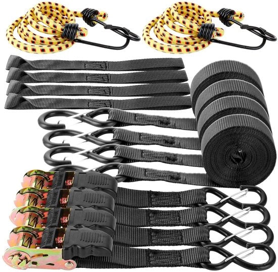 Cinture di Accoppiamento con Reticolo - 2 Pezzi - 6 Metri di Lunghezza - Cinture di Accoppiamento - Cinture di Legatura - Nero - Adatto per Motocicli - Cinture di Accoppiamento