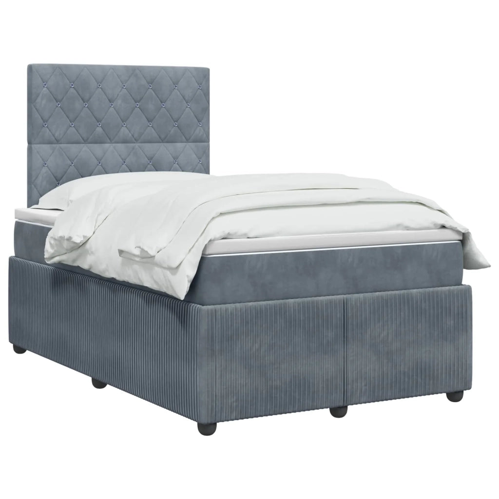 Letto Box Spring LED con Materasso Grigio Scuro 120 x 190 cm 3456024