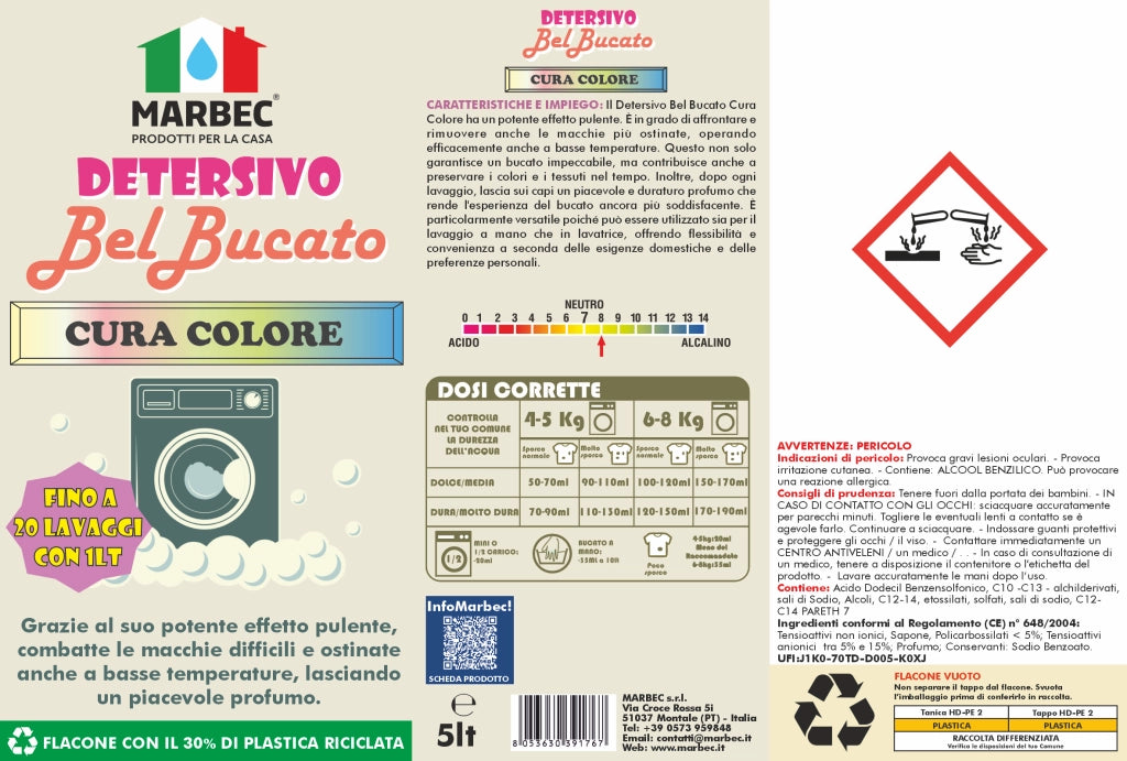 DETERSIVO BelBucato CuraColore 5LTx4Pz