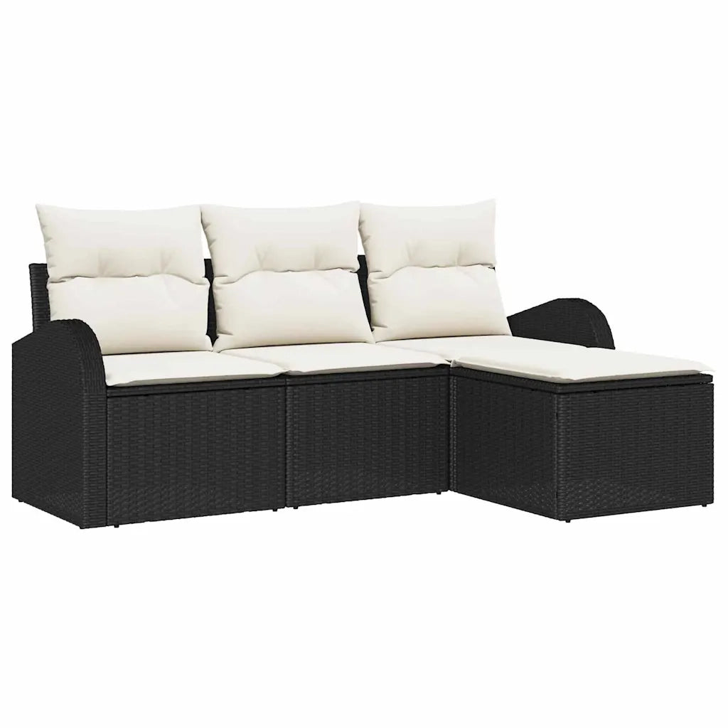 Set Divano da Giardino | Set Salotto da Giardino Nero polyrattan