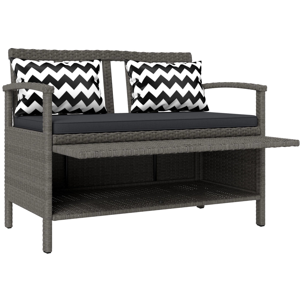 Panca da giardino 2 posti con contenitore ¨C Xylo ¨C polyrattan grigio 112x62x82cm