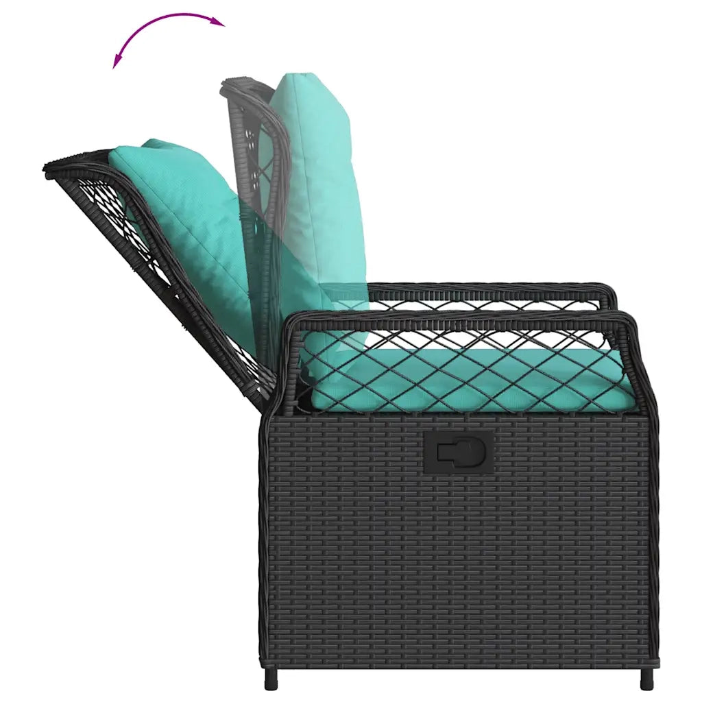 Sedie da giardino reclinabili 2 pz in Polyrattan Nero 368669