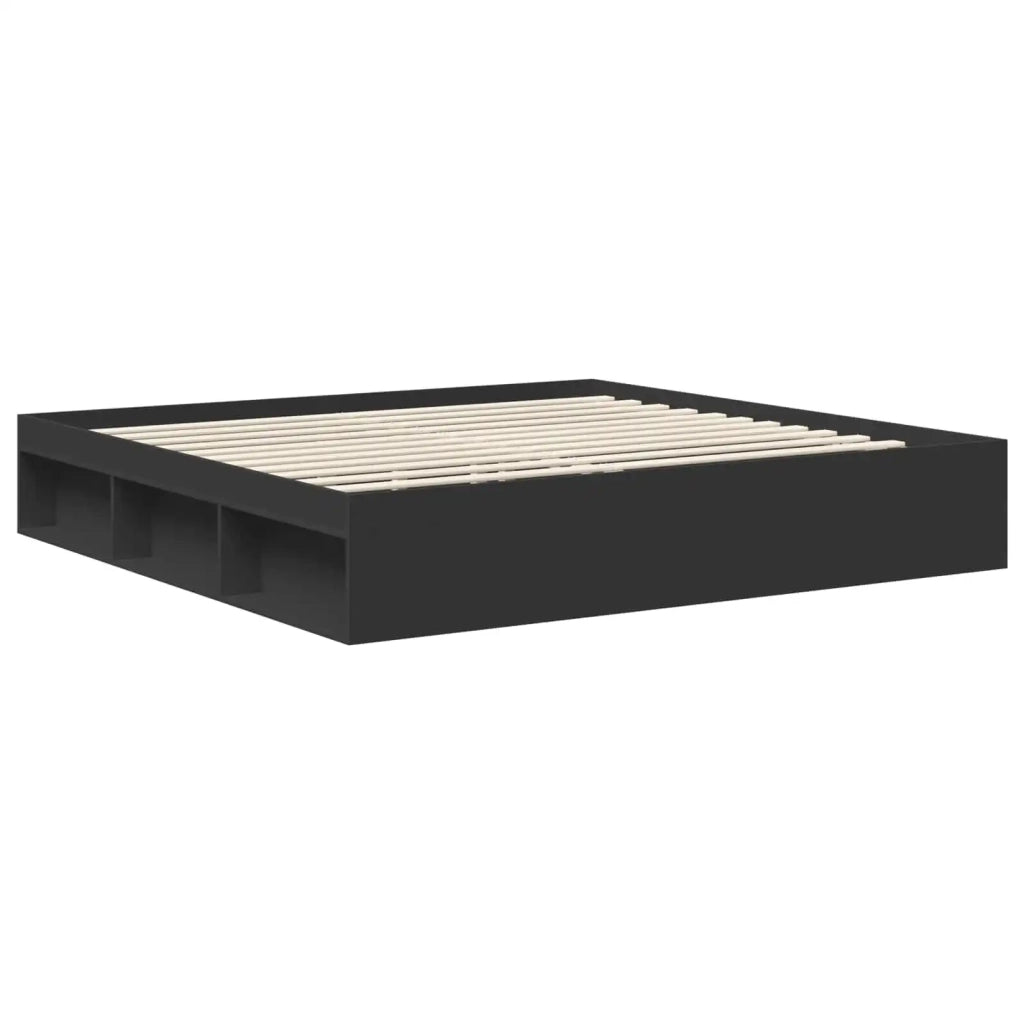 Struttura del letto-Giroletto Nero 200 x 200 cm Pino massello 185045