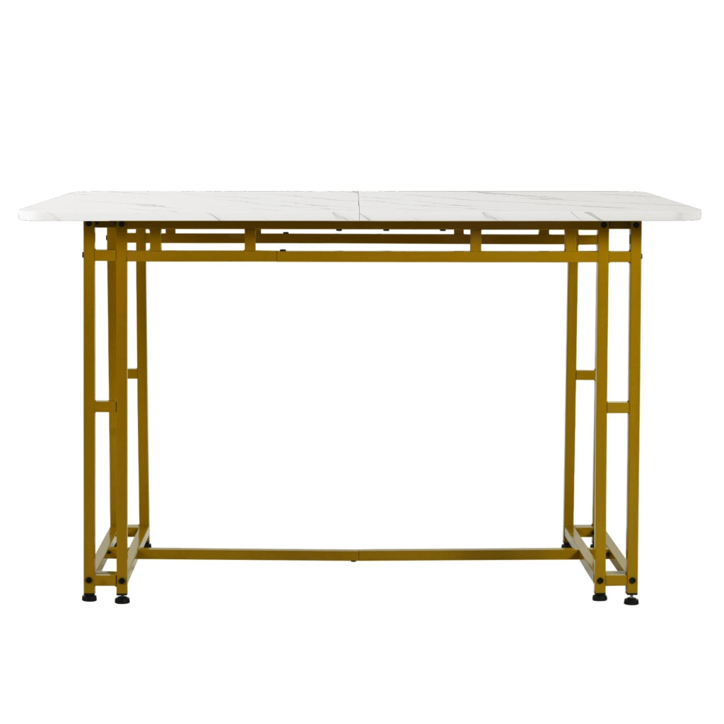 Set Tavolo da Pranzo con 4 Sedie ¨C Xylo ¨C Piano Dorato, Gambe Metallo, Seduta Velluto Grigio Scuro, 120x70
