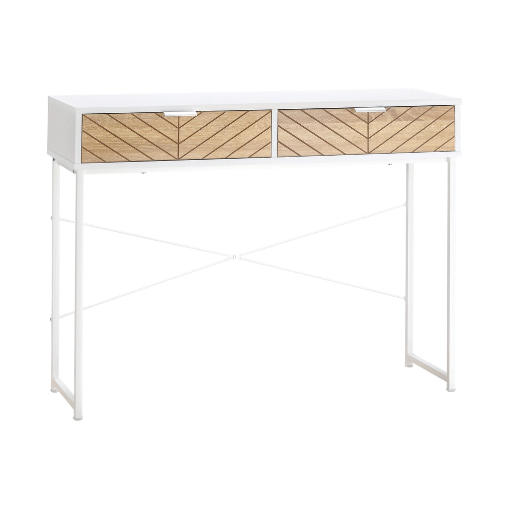 Tavolino da caff¨¨ con 2 cassetti ¨C zephmum ¨C bianco e rovere