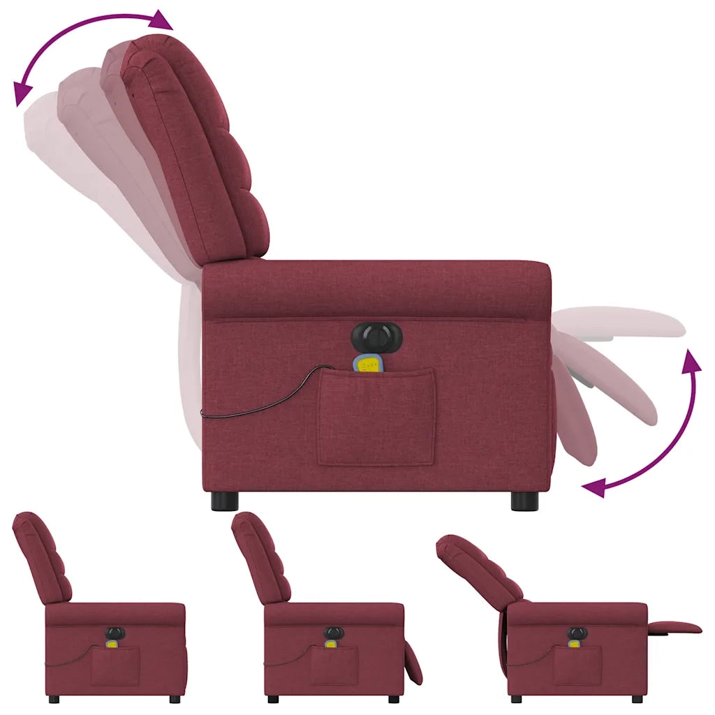 Poltrona Massaggiante | Sedia Relax Reclinabile Elettrica Rosso Vino Tessuto