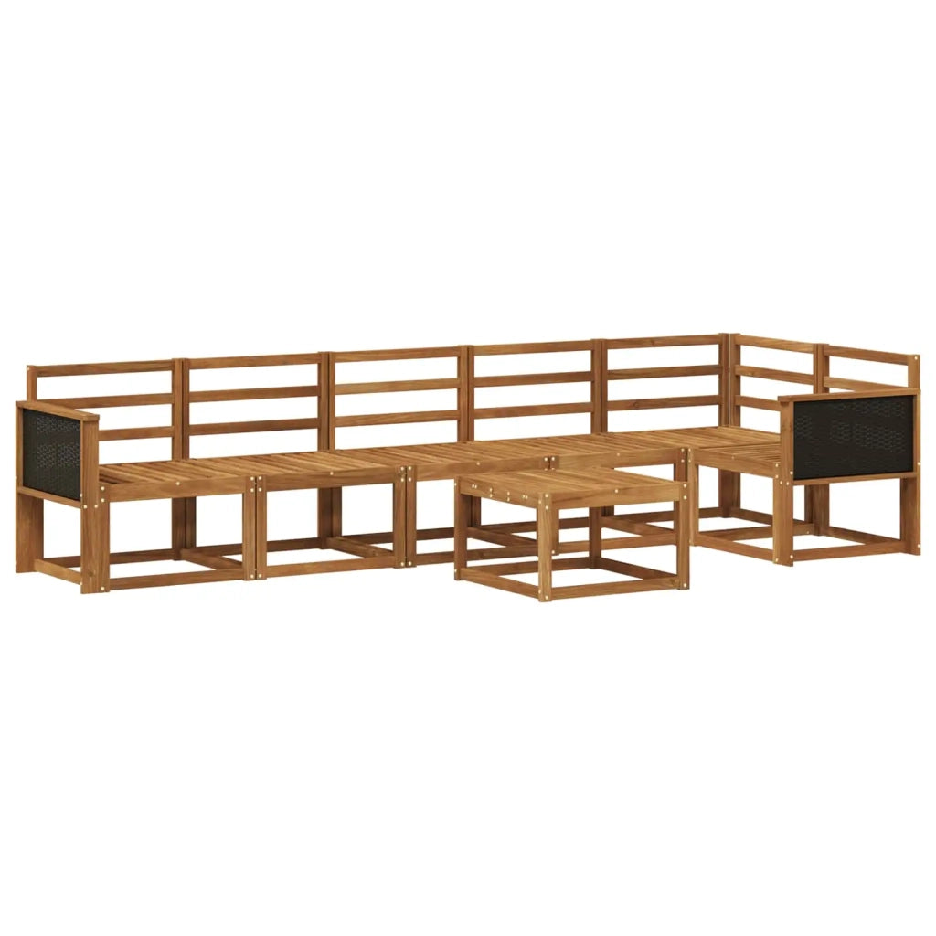 Set di divani da esterno 7 pz Naturale Legno di Acacia Massello 3385260