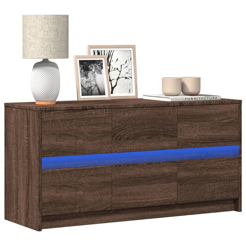 Mobile Porta TV con LED Rovere Marrone 100x34x50 cm Truciolato 852221