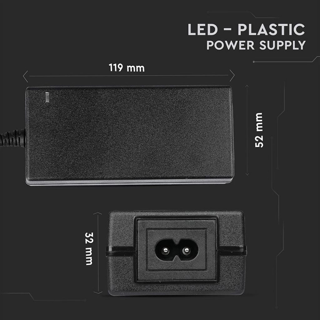 Alimentatore Professionale in Plastica 60W 12V 5A Plug&Play con Jack 2,1 Colore Nero IP44