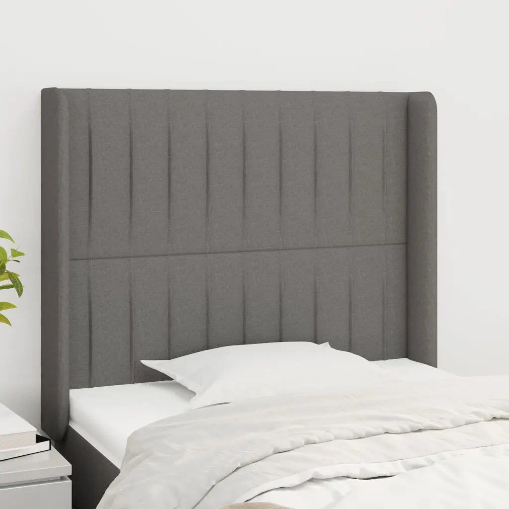Testiera ad Orecchio-Testata con Orecchie Grigio Scuro 83x16x118/128 cm in Tessuto 717872