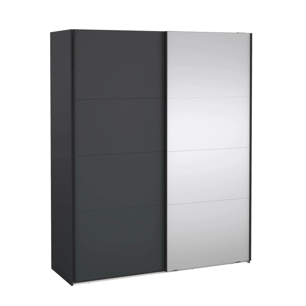 Guardaroba 2 ante Malakas, Mobile camera da letto, Cabina armadio portabiti, Armadio appendiabiti, 179x65 h220 cm, Grigio