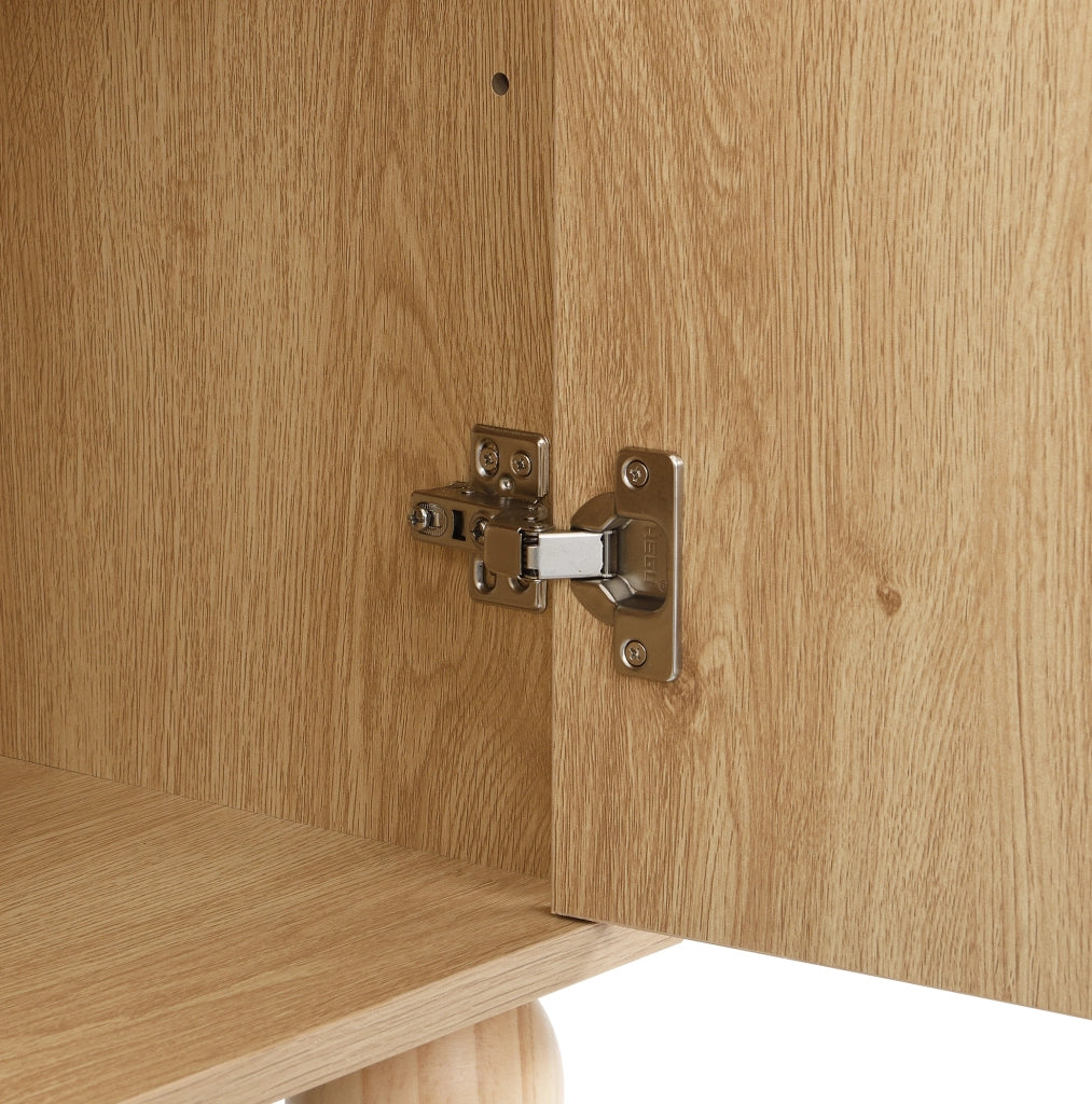 Sideboard a 4 ante con ripiani regolabili; 160x38x76 cm in MDF e pino; naturale