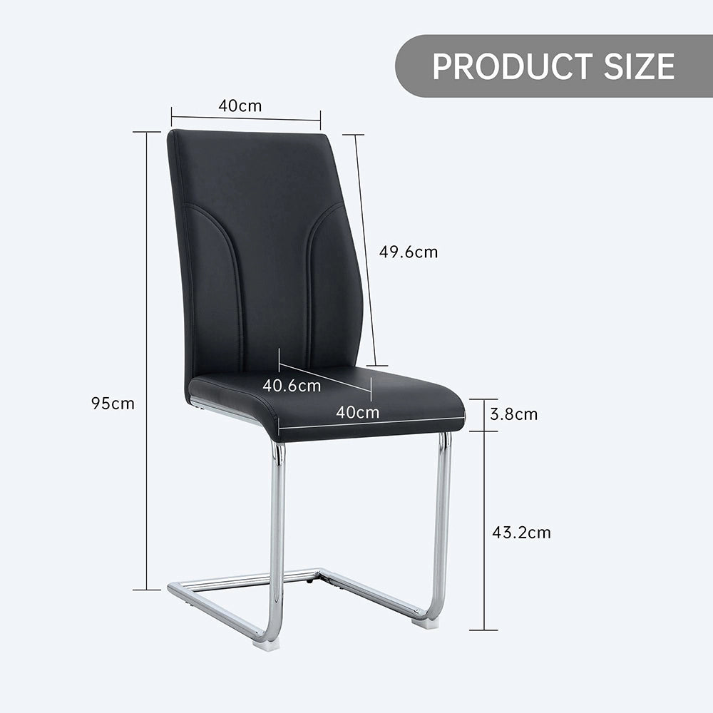 Set 2 sedie da pranzo - Xylo - PU nero gambe argento