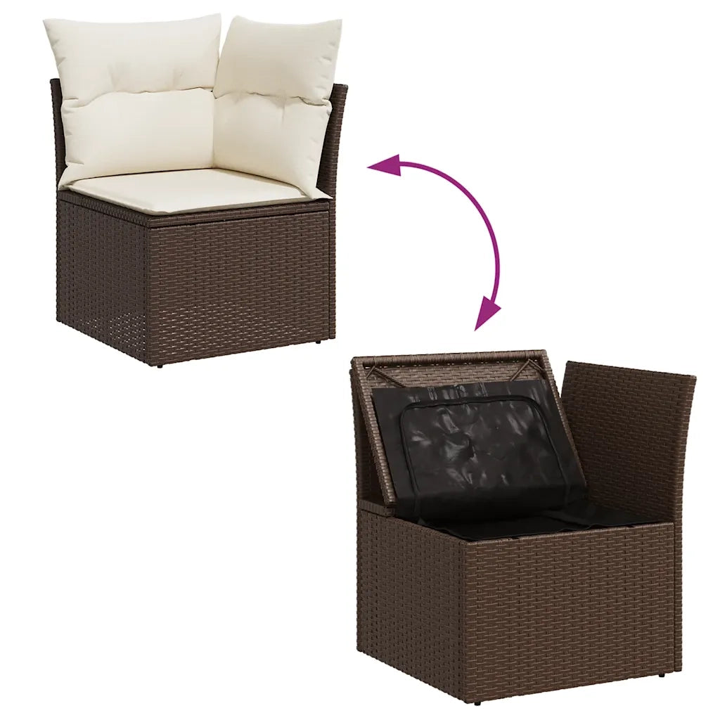 Set Divani da Giardino 9pz con Cuscini Marrone in Polyrattan 3326854