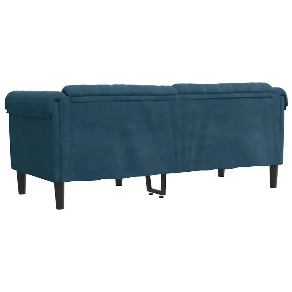 Divano a 2 Posti-Sofa 2 Posti Blu in Velluto