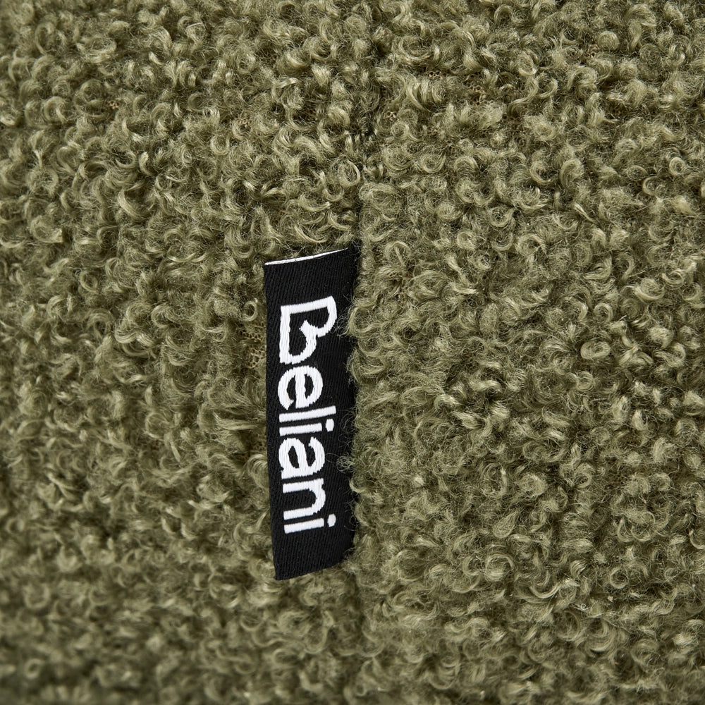Poggiapiedi Verde Boucle Pouf rotondo Tappezzeria Glam Ottomane Mobili Soggiorno
