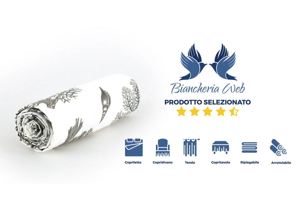 Telo Arredo Granfoulard Copritutto Cotone Made Italy Vari Disegni Arredatutto Copriletto Multiuso - 1 Piazza - Corallo Tortora