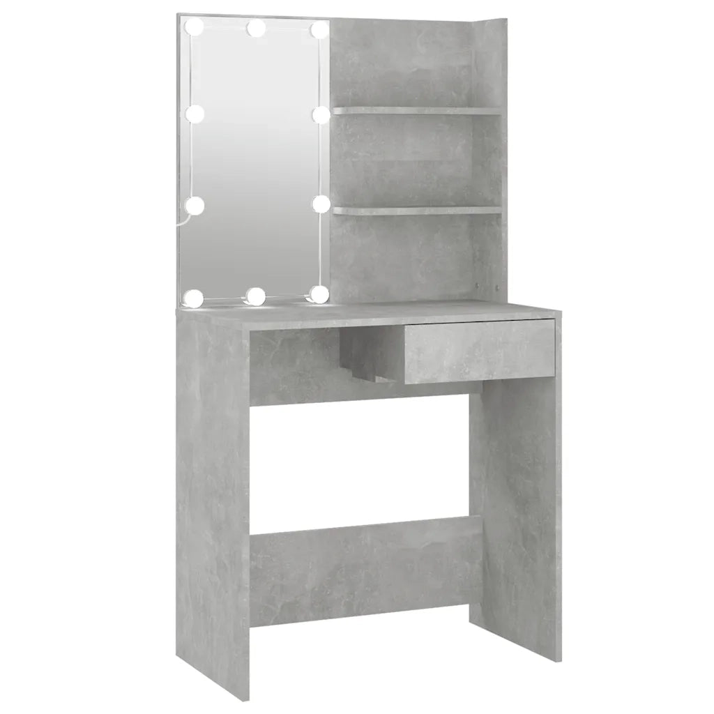 Toeletta | Tavolo da Trucco con LED Grigio Cemento 74,5x40x141 cm