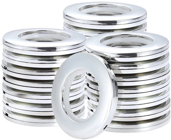 32 pezzi di anelli per tende, anelli per tende in alluminio con diametro interno di 40 mm per tende, tende da bagno, accessori per abitazione e decorazione (argentato chiaro)