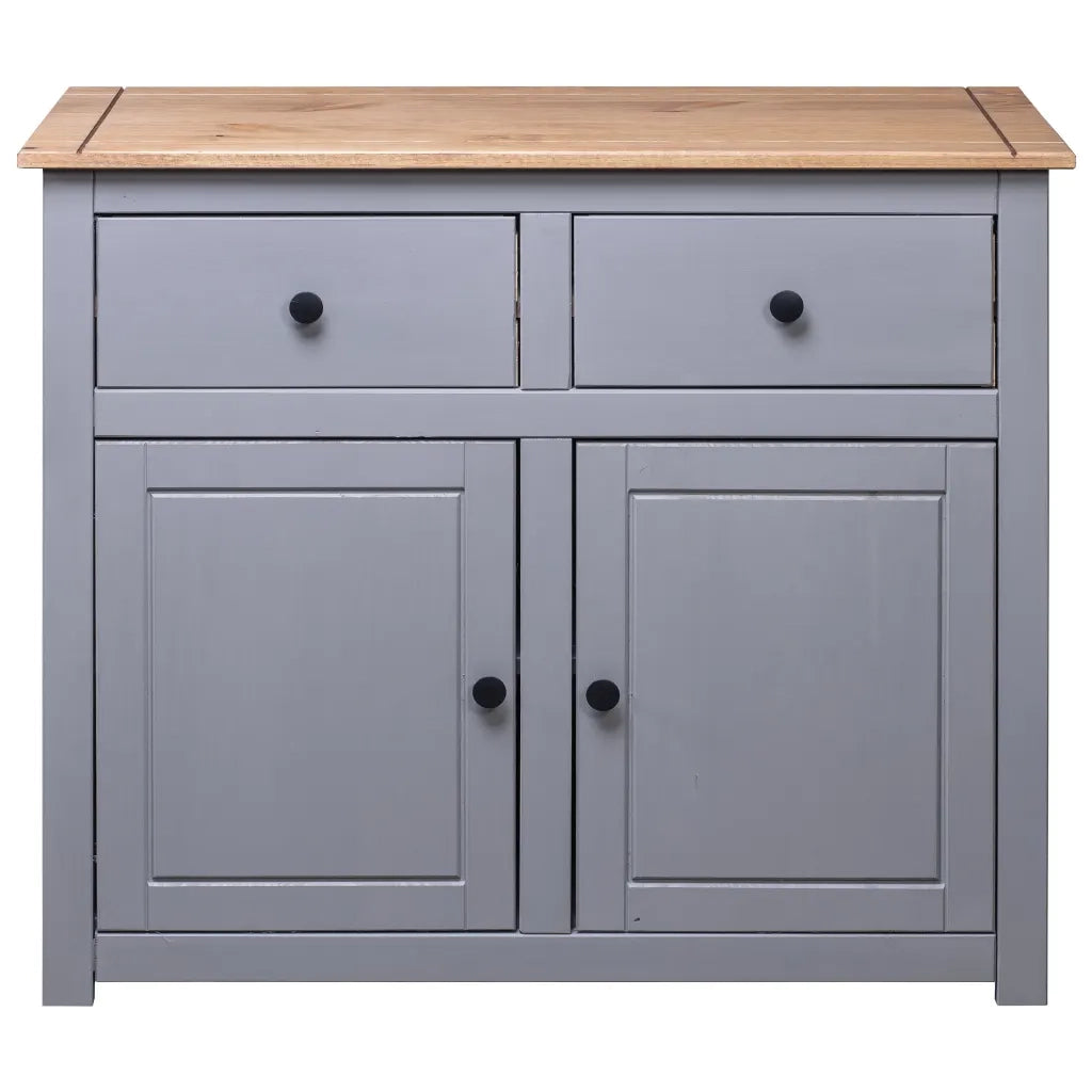 Credenza-Buffet-Armadio da cucina Grigia 93x40x80 cm in Legno Massello di Pino Panama