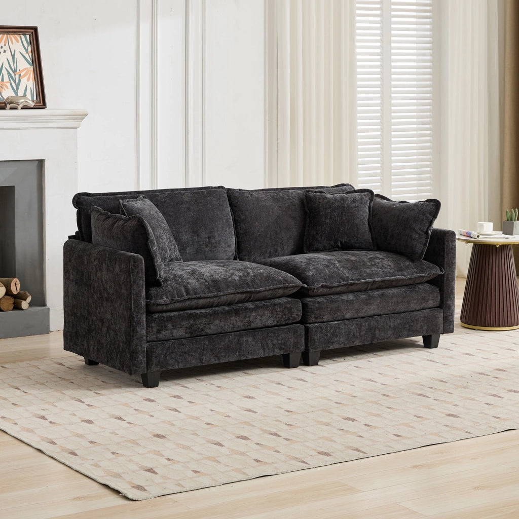 Divano Cloud Sezionale Moderno - Zephmum- per Soggiorno Camera da Letto Appartamento, Tessuto Chenille Traspirante, Nero