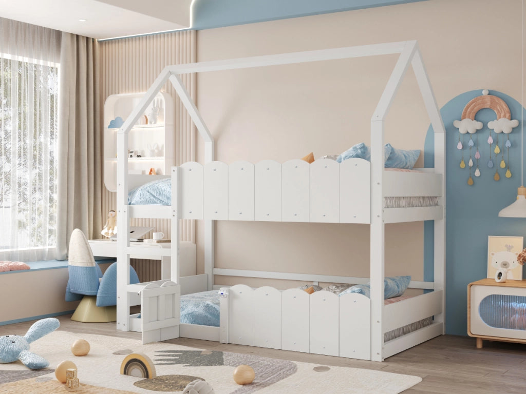 letto a castello legno bianco 90 x 200 cm