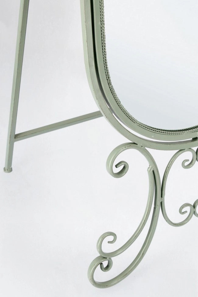 Specchio da Terra in Acciaio Verde Stile Romantico - GIANNA