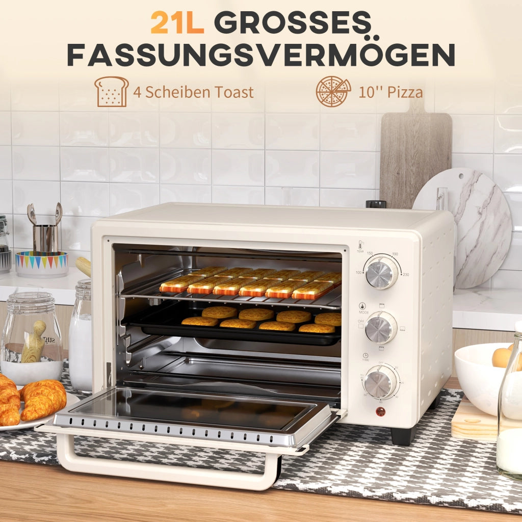 Forno a tostapane 21 litri ¨C zephmum ¨C acciaio inossidabile, vetro, crema