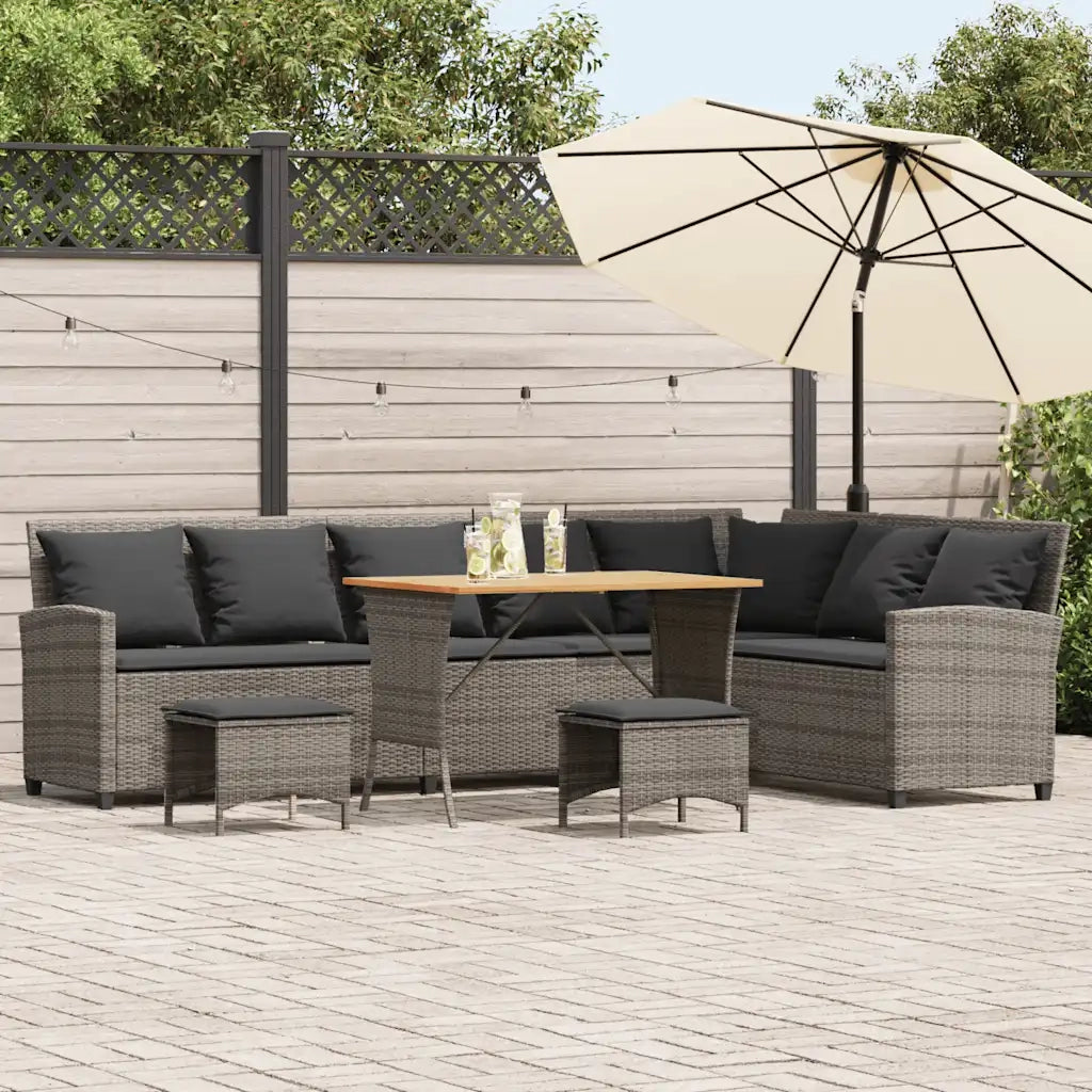 Set Divani da Giardino 4 pz con Cuscini a Forma di L Polyrattan