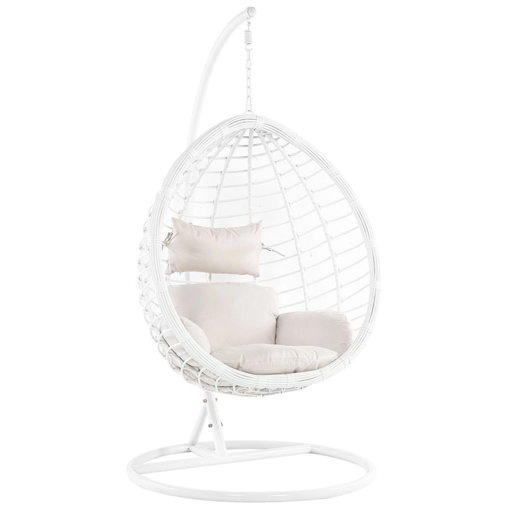 Sedia sospesa poltrona pensile in rattan sintetico bianco altalena a forma di uovo in vimini rustico Boho