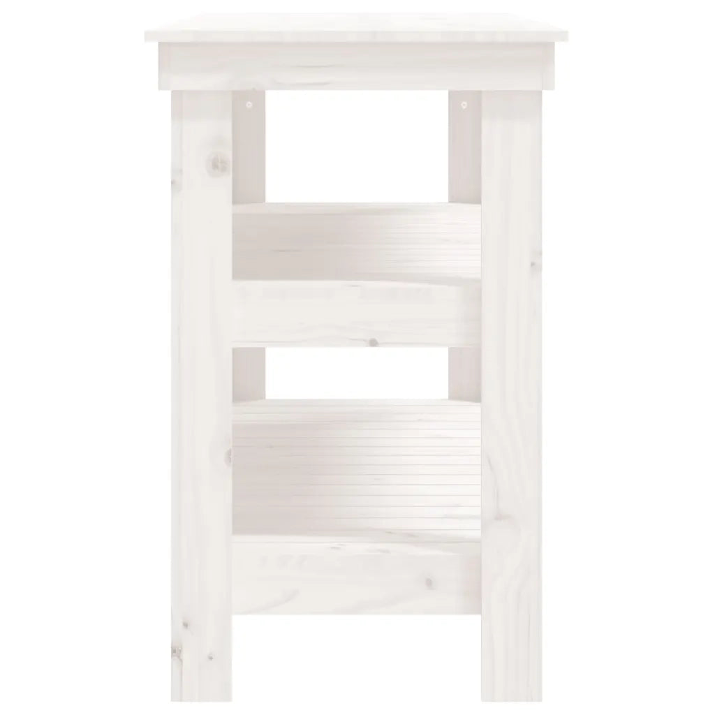 Banco da Lavoro Bianco 110,5x50x80 cm in Legno Massello di Pino