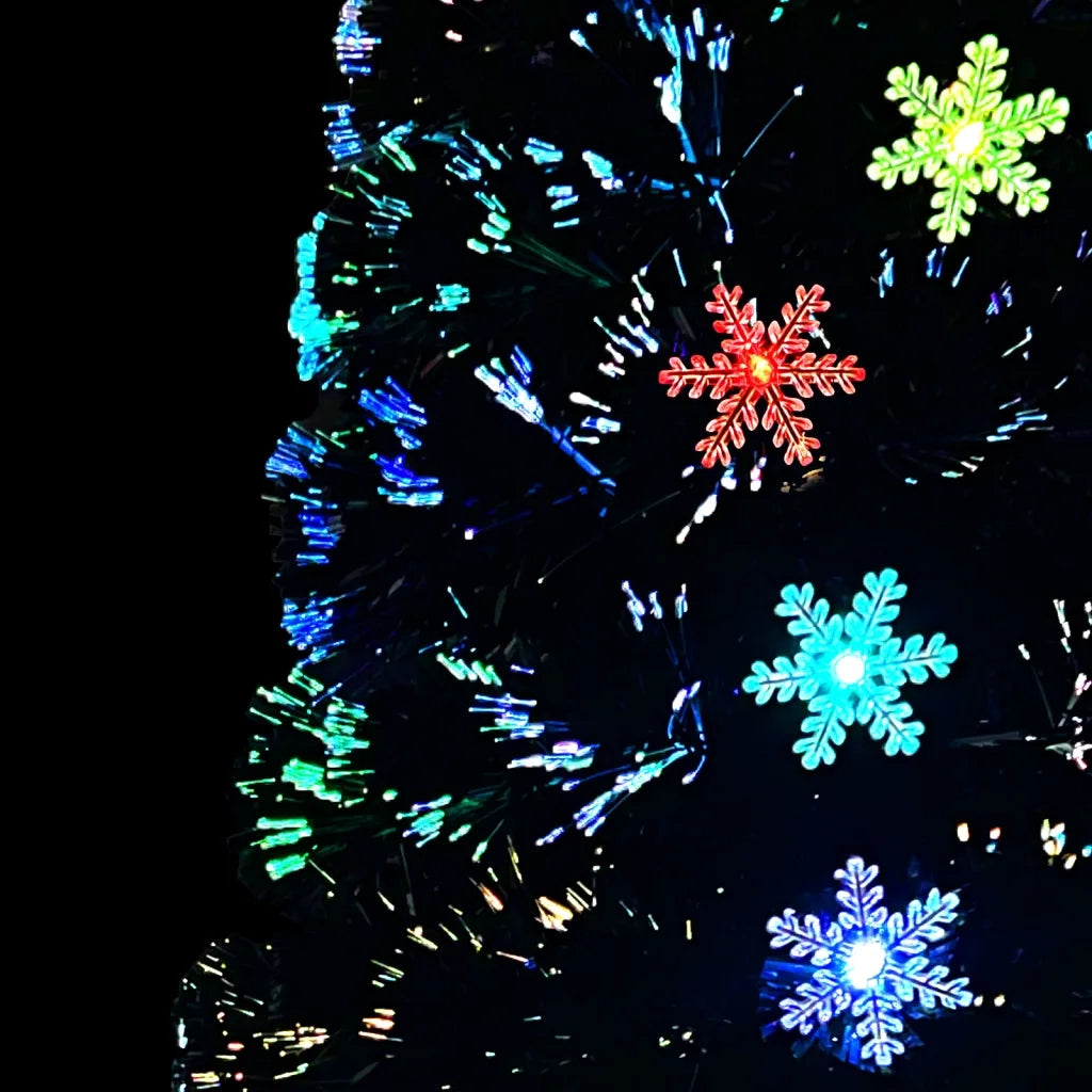 Albero Natale con Fiocchi di Neve a LED Nero 210cm Fibra Ottica 328464