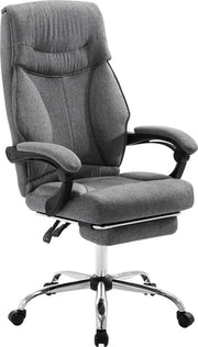 Sedia ufficio ergonomica su ruote - Adatta per adulti - Con supporto per piedi - Grigio - Regolabile in altezza - In tessuto