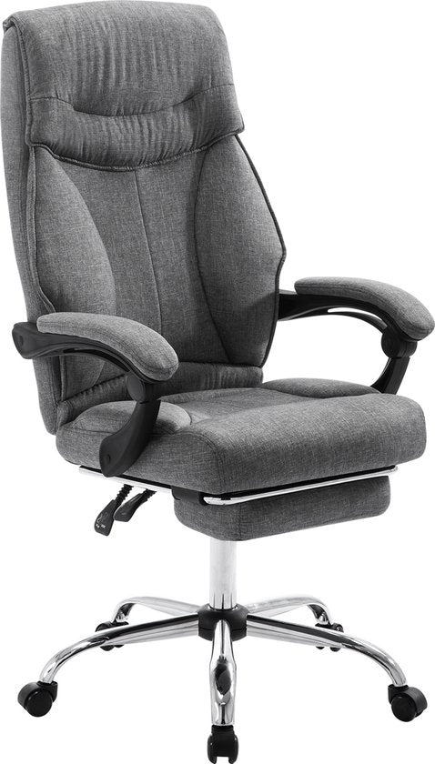 Sedia ufficio ergonomica su ruote - Adatta per adulti - Con supporto per piedi - Grigio - Regolabile in altezza - In tessuto
