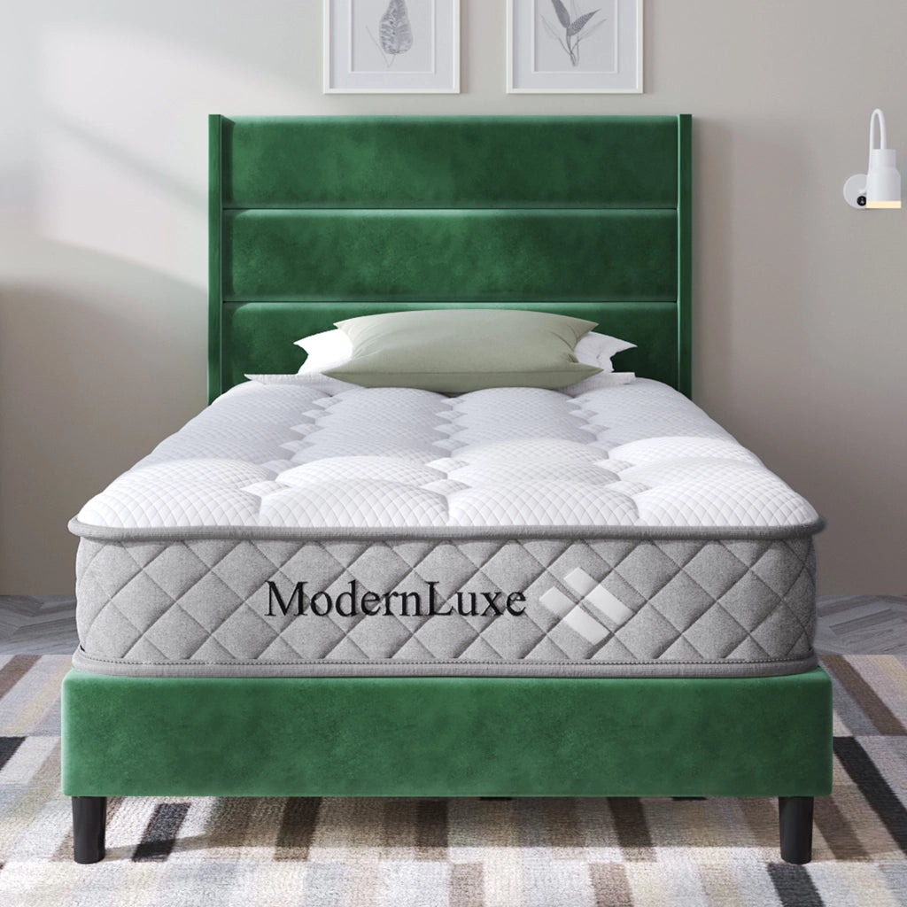 letto imbottito velluto verde 90 x 200 cm