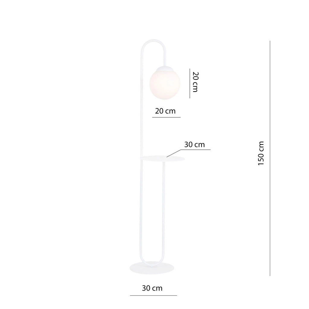 Lampada da terra con tavolino Emibig BARI E14 bianca