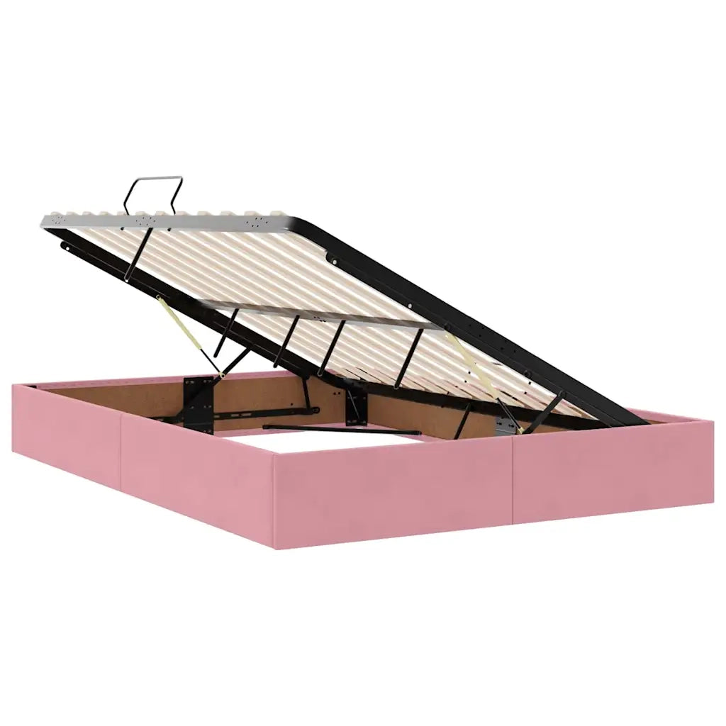 Letto con Contenitore con materasso Rosa 140 x 200 cm Velluto 3370766
