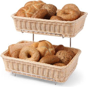 Display per Brot, Set composto da 2 Brotkörben con struttura in cromatura, Brotmulde, Brotkörbchen, Brötchenkorb, GN 1/2, 360x280x(H)315mm, Polipropilene