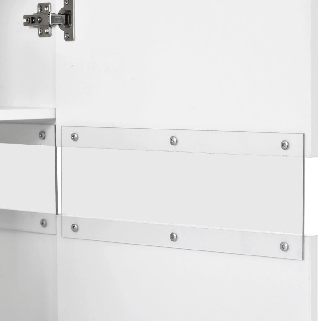 Sideboard bianco lucido con LED, 2 ante in acrilico e 4 cassetti