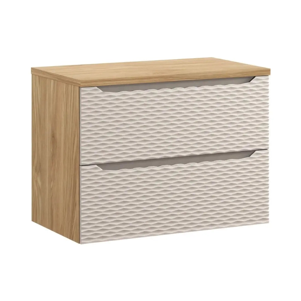 Set da bagno YOKA beige: mobiletto sotto lavabo 80 cm + piano lavabo