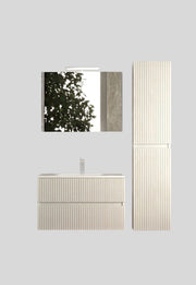 Mobile da Bagno Sospeso con Lavabo 60 cm e Specchio Urano Light Bianco Frassinato